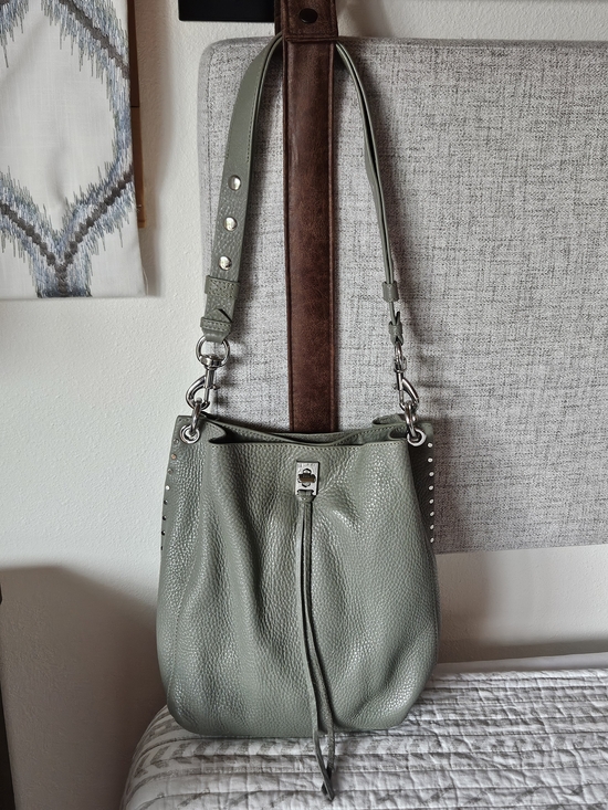 Rebecca Minkoff Handbags - Sea Mist Green Darren Pebbled Leather Studded Shoulder Bag - Rebecca Minkoff